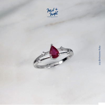 July Birthstone-Ruby Droplet Ring